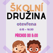 Školní družina otevřena 21. - 25. 8.